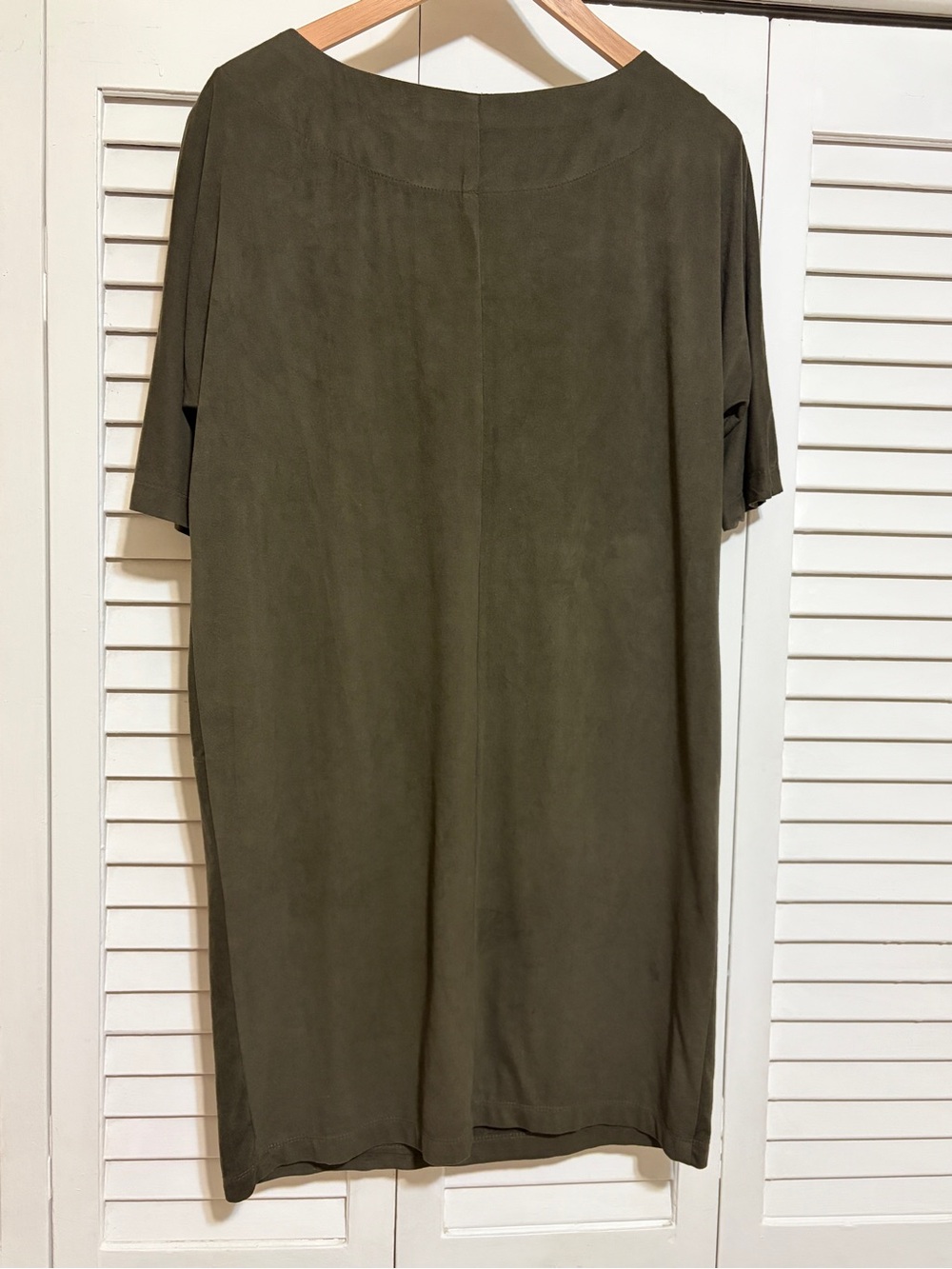 Rabbit Rabbit Rabbit Olive Midi Shift Dress with Eyelet Neck - Picture 3 of 7